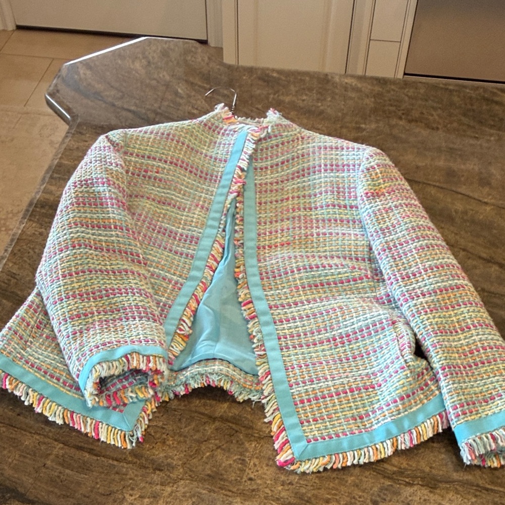 Doncaster Kids Multicolor Tweed Blazer with Blue Trim